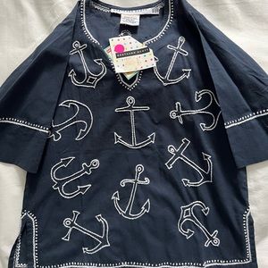 Gretchen Scott Embroidered Anchors Girls Tunic